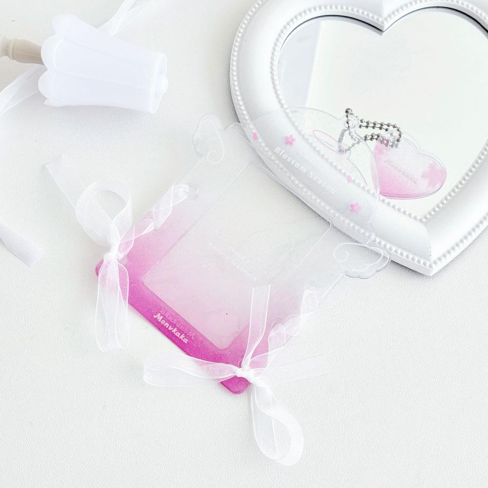 Cute PVC Photo Card Holder Transparent Glitter Kpop Idol Photo Sleeves Lace Tie Protective Display Sleeves Girls Gift
