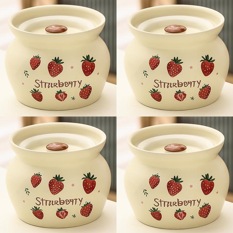 Ceramic Earthen Pot with Lid for Stews & Double Boiled Dishes - Single-Serve Steamed Egg Cup Included