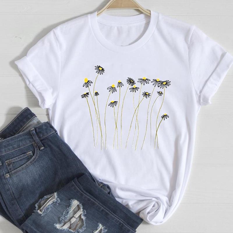 2026 Women Lady Clothing Floral Women Print European and American Short-sleeved T-shirt Women Clothing  Tops  Oversized TShirt