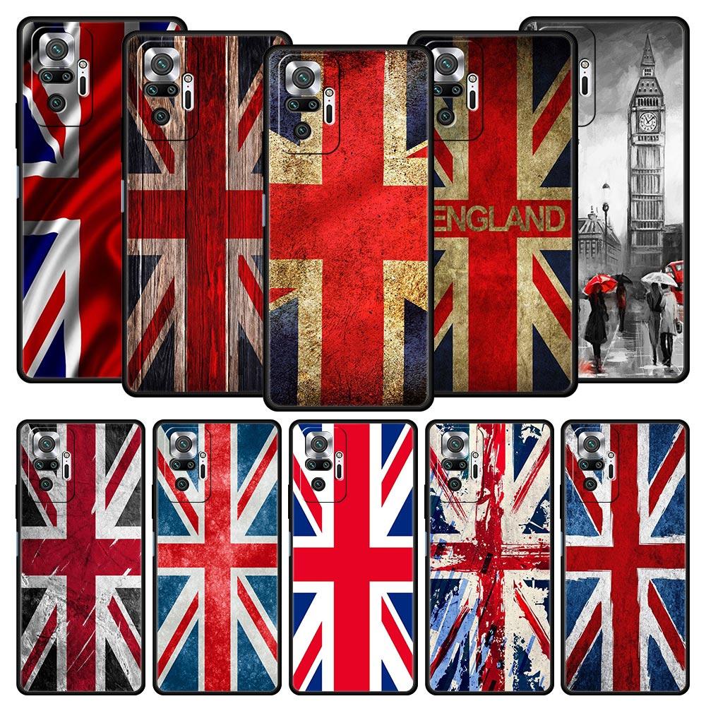 England UK Flags Phone Case For Xiaomi Redmi Note 14 13 5G 10 11 12 Pro Plus 4G 14C 13C 12C 10C Black Cover