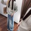 American Vintage Striped Color-block Long-sleeve T-shirt for Women, Loose Loose Lazy Style for Early Autumn, Casual Versatile Top, Base Shirt Trendy