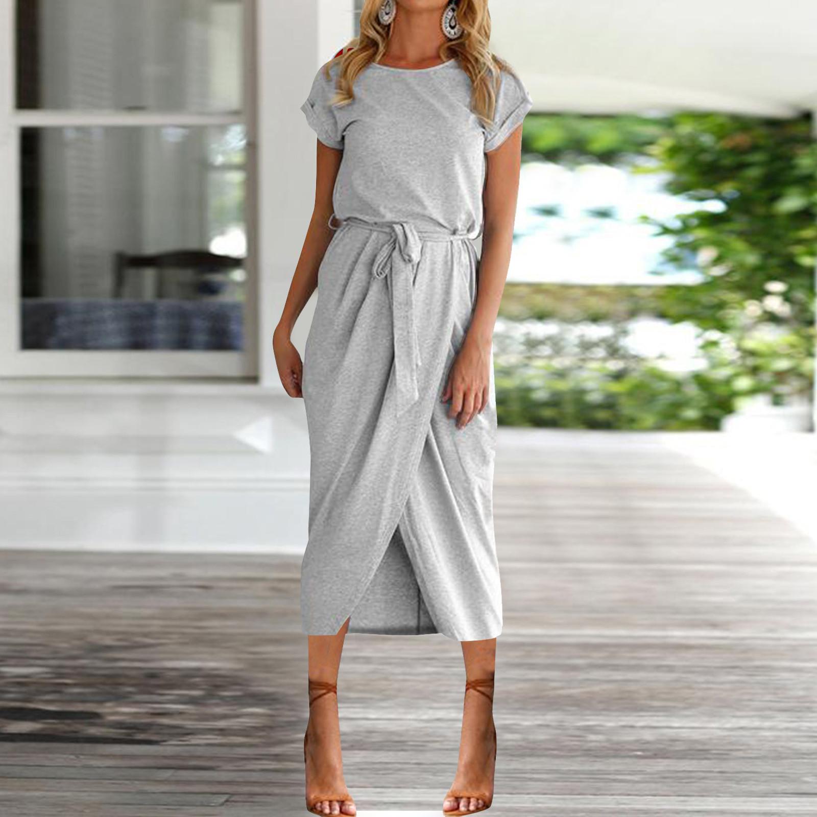 

Женское летнее платье с круглым вырезом и без рукавов, платье трапециевидной формы с поясом и поясом, пляжные платья XL