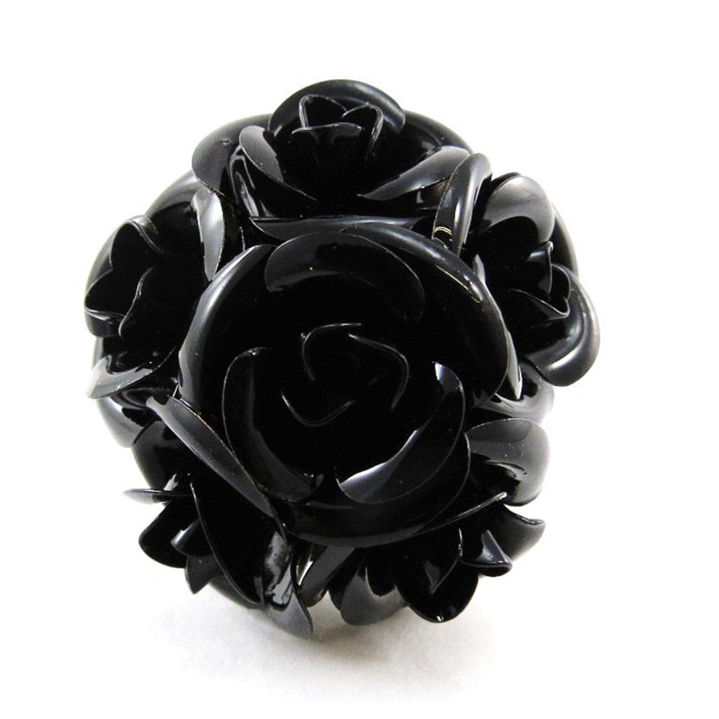 Les Trésors De Lily [J2045] - Black 'Boules De Roses' Designer Ring