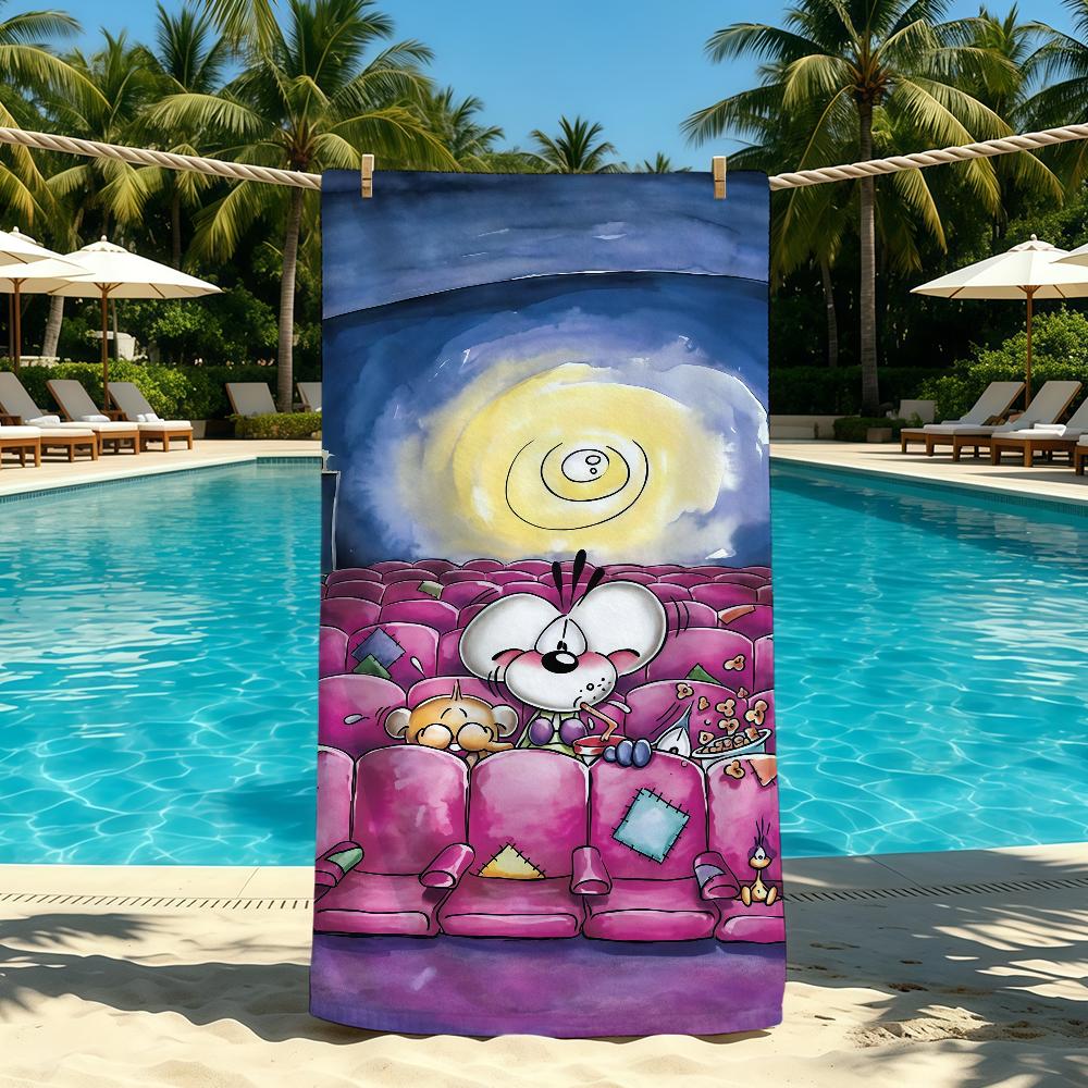 Schattige D-Diddl Cartoon Handdoek Voor Buiten Kamperen Strandhanddoek Super Absorberend Sneldrogende Zomerhanddoek