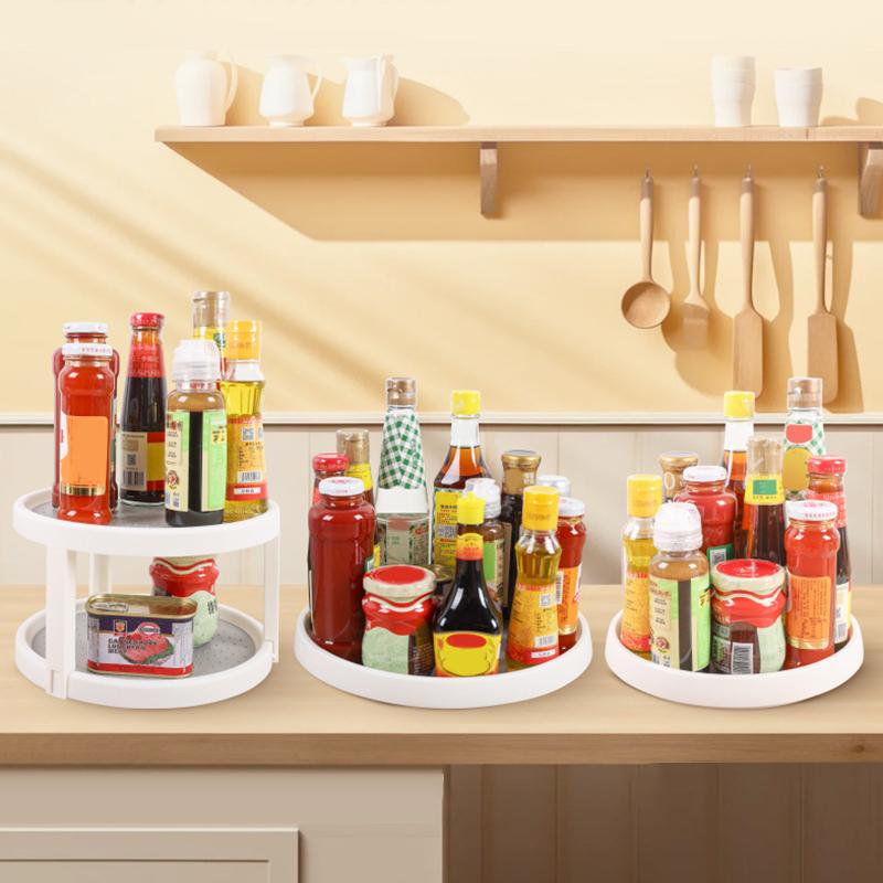 360° Rotating Spice Turntable - Non-Slip Organizer Tray for Kitchen Cabinets (Space-Saving)