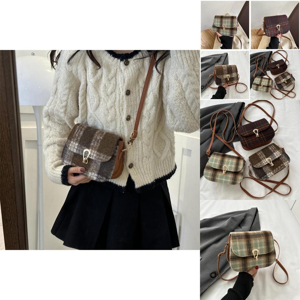 Stylish Plaid Retro Mini Crossbody Shoulder Bag Soft Pu Leather For Urban Fashion