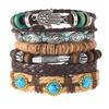 Bohemian Style Multi-Layer Beaded Leather & Coconut Shell Men's Bracelet Set (6 Pieces)