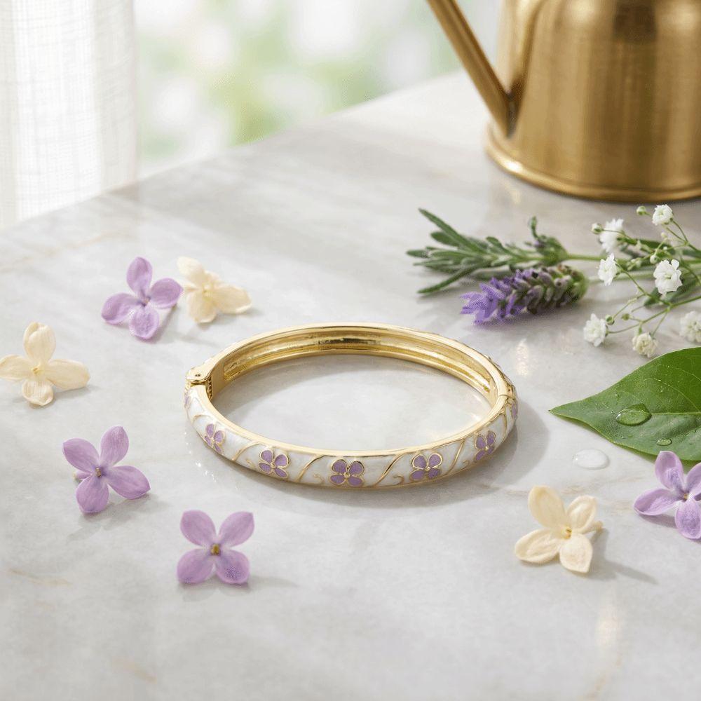 Cloisonne Enamel Enamel Dropped Glaze Bangle Flower Vintage Enamel Floral Bangle Ethnic Style Colorful Oil Drop Bracelet