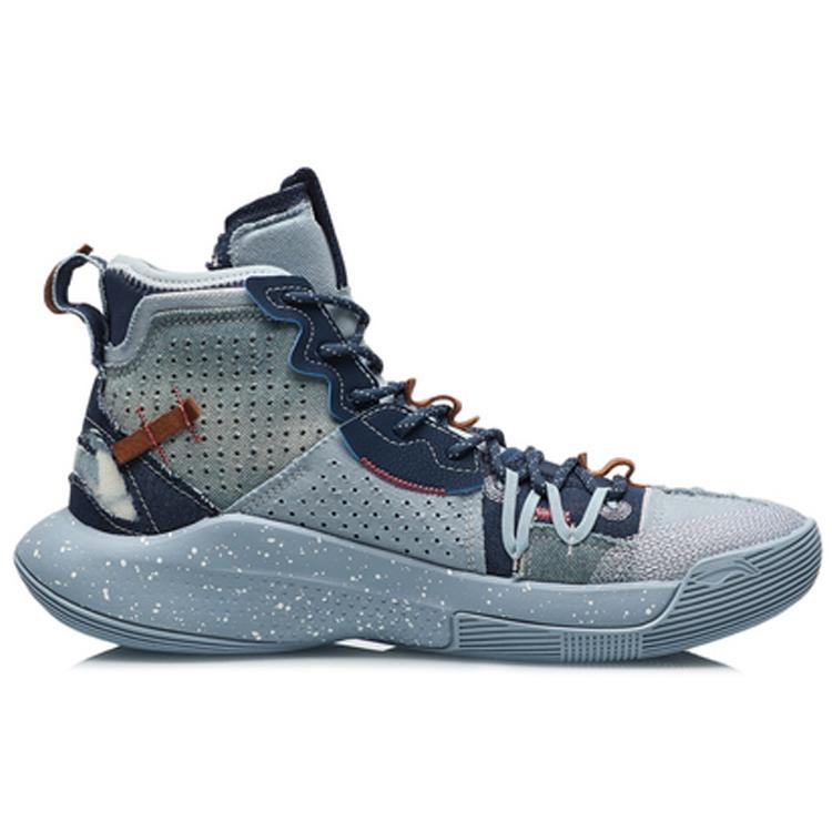 New LiNing SONIC 8 Anti Slip And Wear Resistant Water Resistant High Top Basketball Shoes Blue ABAQ107-4