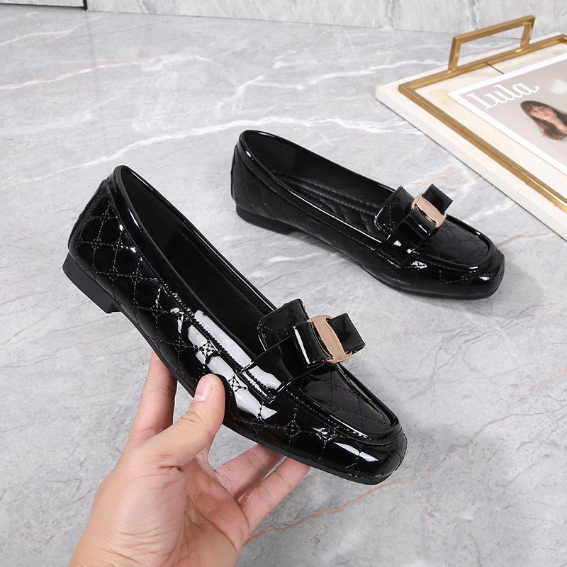 Fashion Flat Shoes for Women Spring and Autumn 2025 Square Toe Loafers Women's New Butterfly Bow Plus Size Shoe Ladies Zapatos De Mujer