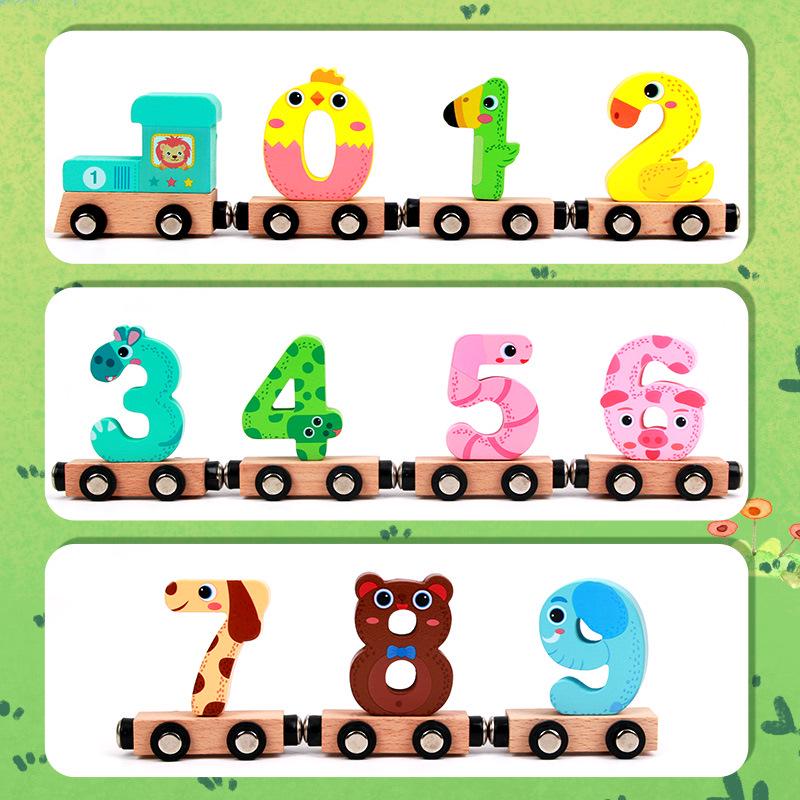 Magnetic Number Train Blocks: Colorful Wooden Educational Toy for Early Childhood