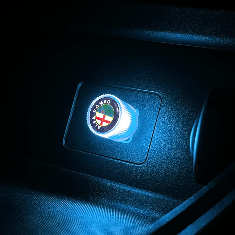 1Pcs USB Car LED Light Auto Interior Atmosphere Light Car Emblem Styling For Alfa Romeo 147 159 Giulietta Giulia Mito Spider Alpha Nheadrest