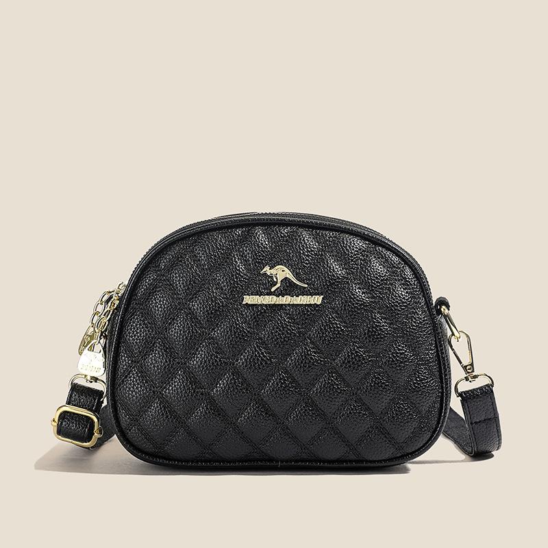 Women's Three-layer Mobile Phone Purse New Mom Crossbody Bag Versatile Diamond Grid Embroidery Thread Lightweight Shoulder Bag