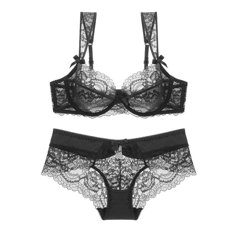 Lace Ultra-thin Transparent Women's Bra Set, Sexy Bra Breathable Underwear Set