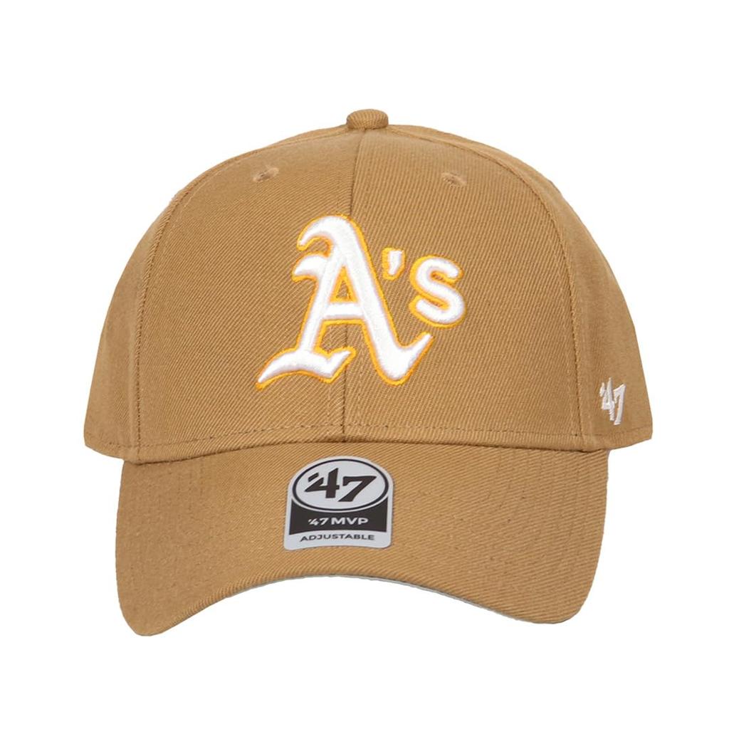 47 Cap Major League Baseball MVP Hat Brand MLB Logo Street Unisex Oakland Athletics Camel Ochre Free Size Men's Women's