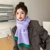 High-value winter girl warm scarf thickened knitted wool scarf versatile trendy student dopamine candy color
