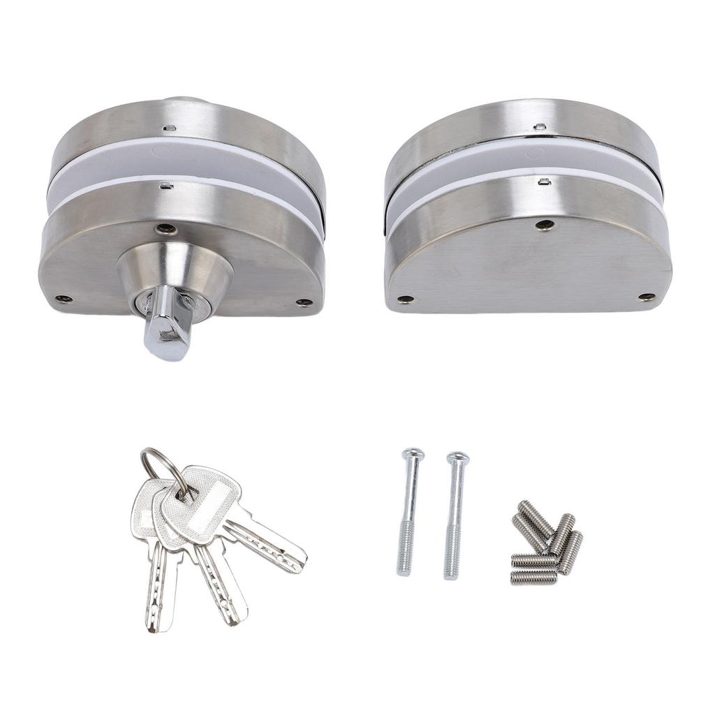 Serratura per Porta in Vetro Adatta per Vetro da 10 mm 12 mm Acciaio Inossidabile Doppi Catini Battente Spinta Scorrimento Controllo Accessi Ufficio Vetro