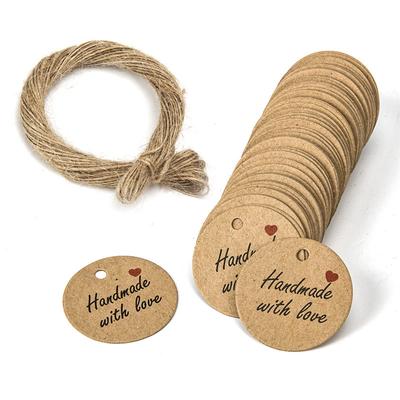 100pcs Round Kraft Paper Gift Tags Baking Printed Tag Celebrating Labels Handmade Wedding Party Decoration Packaging Hang Paper