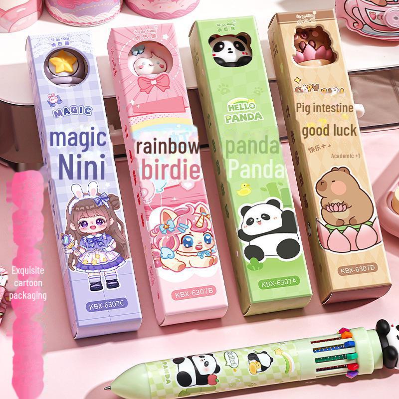 Kuličkové pero Kaba Bear Multi-Color Ten-in-One - Roztomilý kreslený design pro kreativní studenty