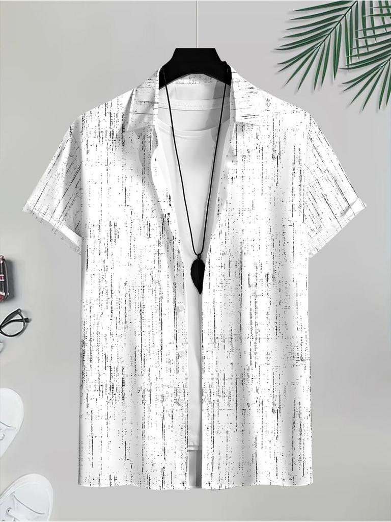 Men'S Casual Short Sleeve Shirt, Multiple Specifications Available, Polyester (Terylene) Material, Stylish Spot Pattern Print, Suitable for Daily Wear