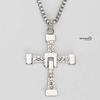 Zirkonia Kreuz Halskette Großes Kreuz Anhänger Funkelnde Einfache Halskette [Silber KYASYA]