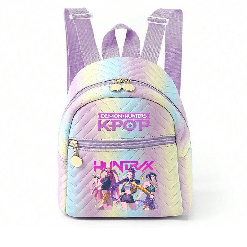 Kpop Synthetic Leather School Backpack for Girls Lightweight Candy Color Campus Bag