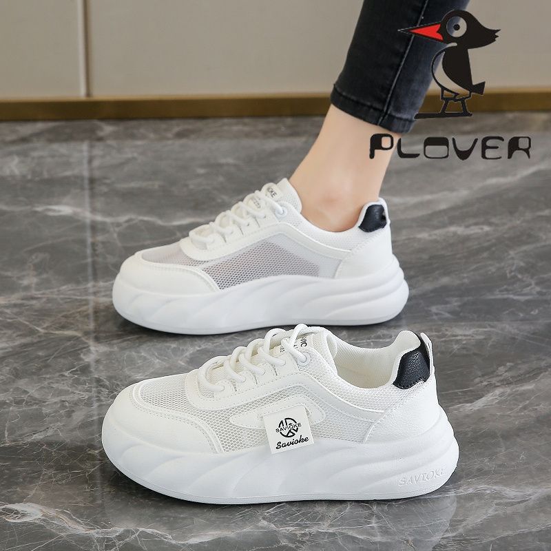 

Breathable mesh white women s shoes bread shoes summer thick sole versatile show high soft baseplate waves 40 белый