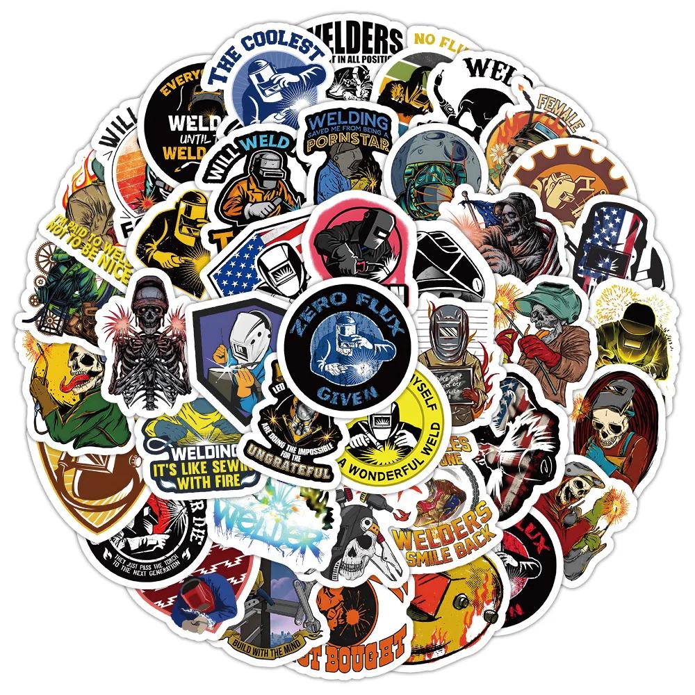 100Pcs Cartoon Welder Sticker Cool Graffiti Decoration Skateboard Motorcycle Laptop Phone Case Guitar Waterproof Decal Toys Gift