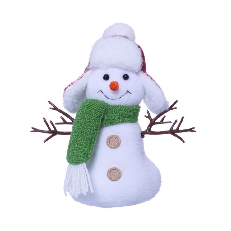 Cartoon Snowman Plush Dolls Collectible Figurine Ornament with Winter Scarf and Hat Christmas Stuffed Toy for Gifting