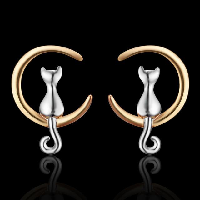 Brinco de gato de cristal da moda requintado cor prata feminino margarida brincos acessórios góticos bonito menina festa de aniversário jóias