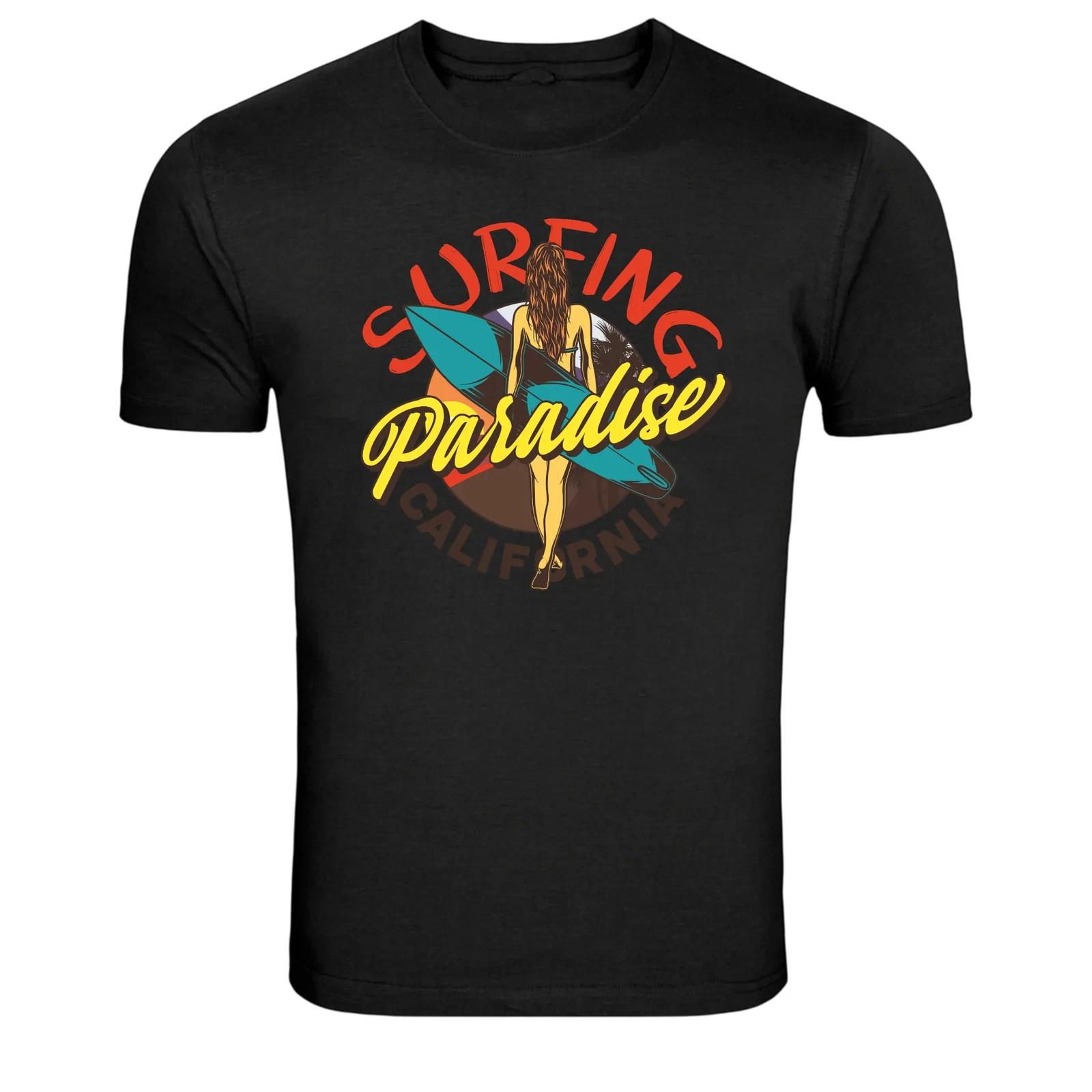 Surfing Paradise California Surfer Girl Graphic T-Shirt M