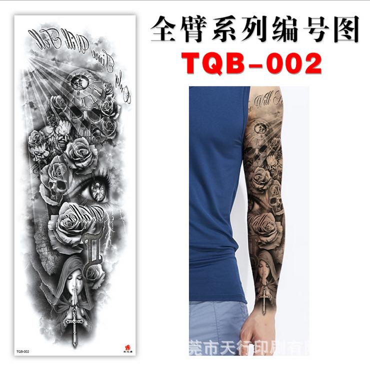 TQB(001-008)Hochwertiger Wasserübertragungs-Vollarm-Ärmel Temporärer Tattoo-Aufkleber Lieferant für Erwachsene Mann Frauen