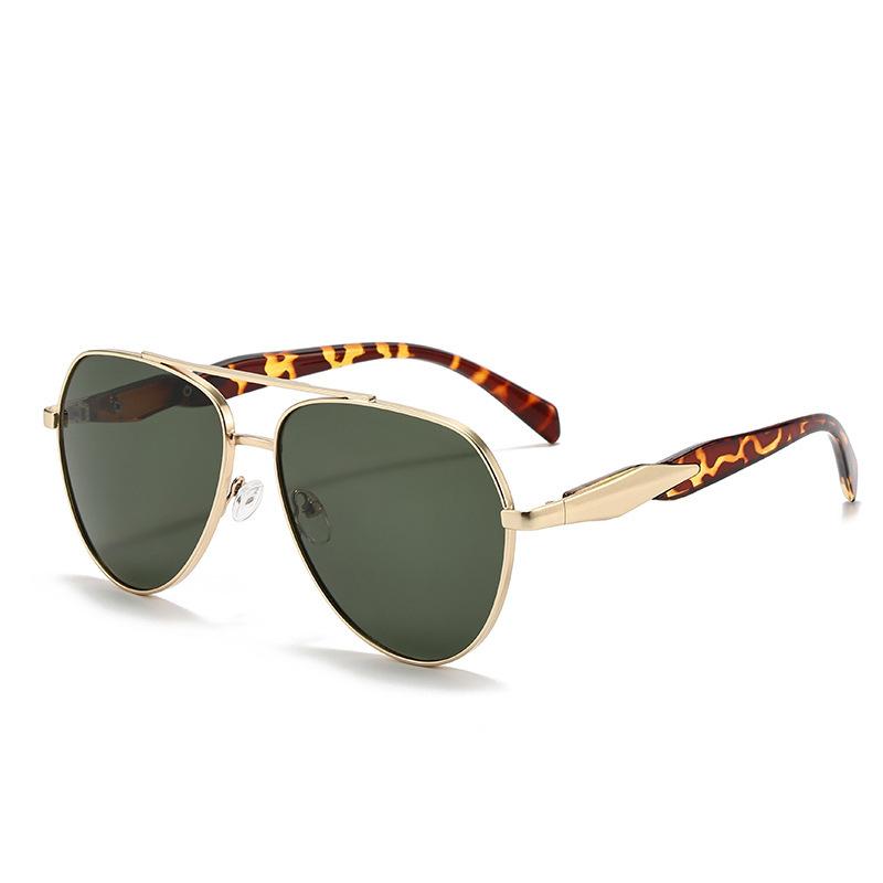 Sunglasses Large Frame Niche Y2K Toad Glasses Double Beam Metal Advanced Pilot Sunglasses