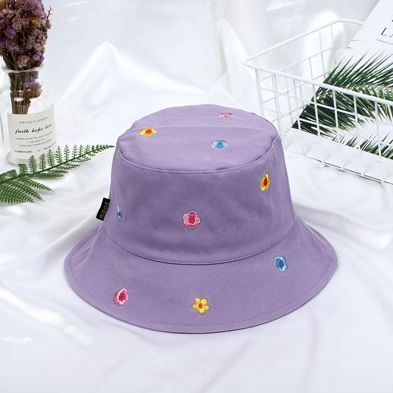 Korea Sweet Cute Flower Embroidery Fisherman Hat Children Summer Outdoor Sun Protection Basin Hat Casual Fashion Cover