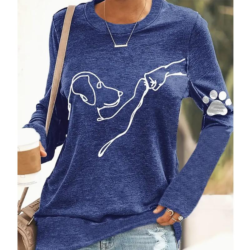 2025 Autumn & Winter Women's New Casual Crew Neck Long Sleeve Top 3D Puppy Pattern