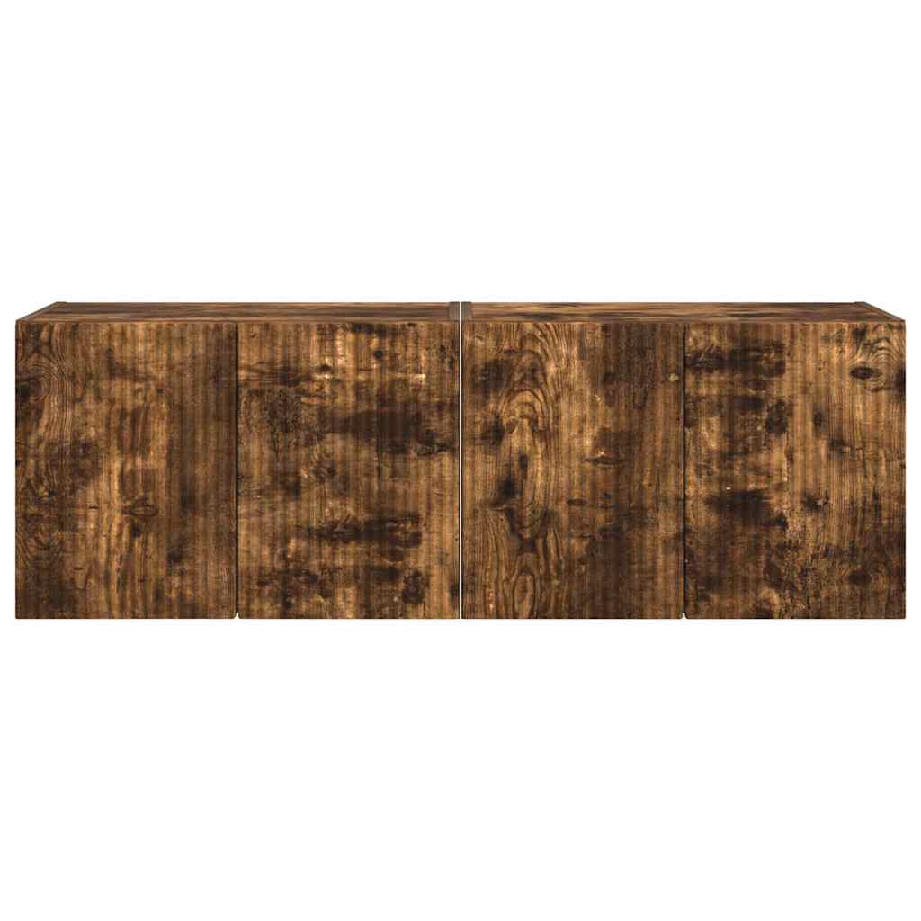 Wall Mounted TV Cabinet Set 2 pcs Smoked Oak Finish 59.5 x 31 x 40 cm