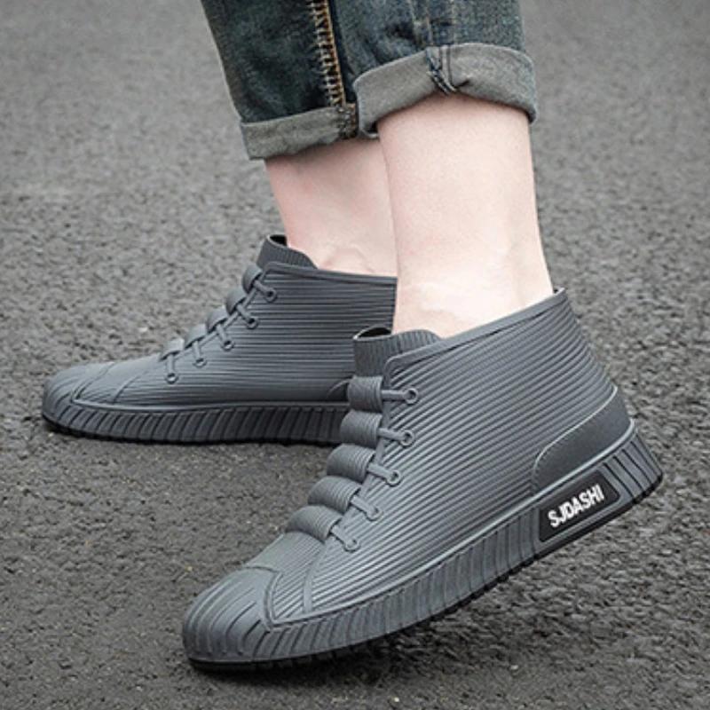 Rain Shoes for Men Fashion Non-slip Men Rain Boots New Comfortable Waterproof Working Boots Platform Outdoor Fishing Shoes Male