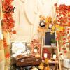 Seasonal Pastoral Scenery Props Artificial Maple Leaf Garland, Autumn Hanging Plant Fake Fall Realistic Silk Leaves Rattan, Orange Red