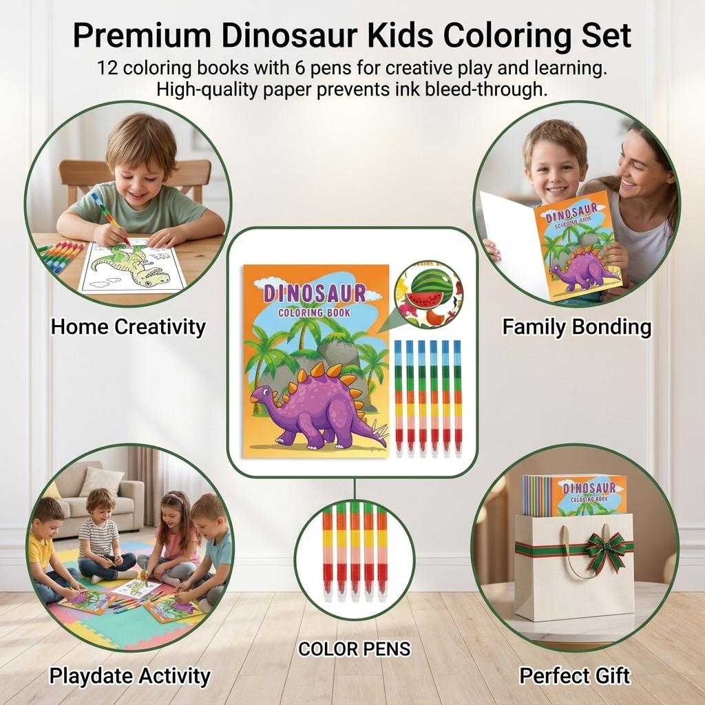 Dinosaurs Coloring-Books For Kids Premium Paper Art Educational Toy
