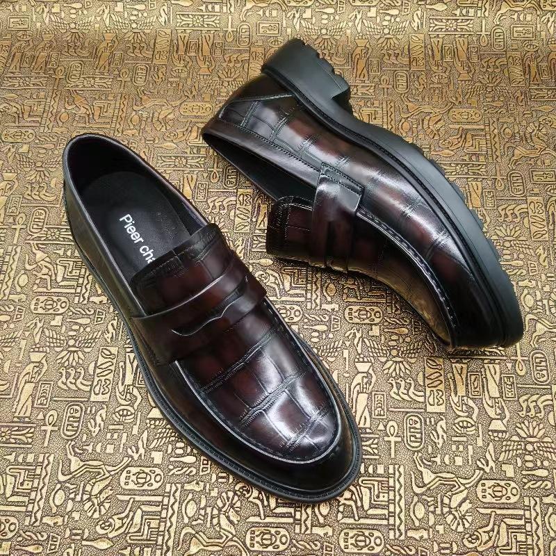 High-end first-layer cowhide loafers, men's British style leather shoes, genuine leather glossy business dress, foot-fitting Doudou shoes