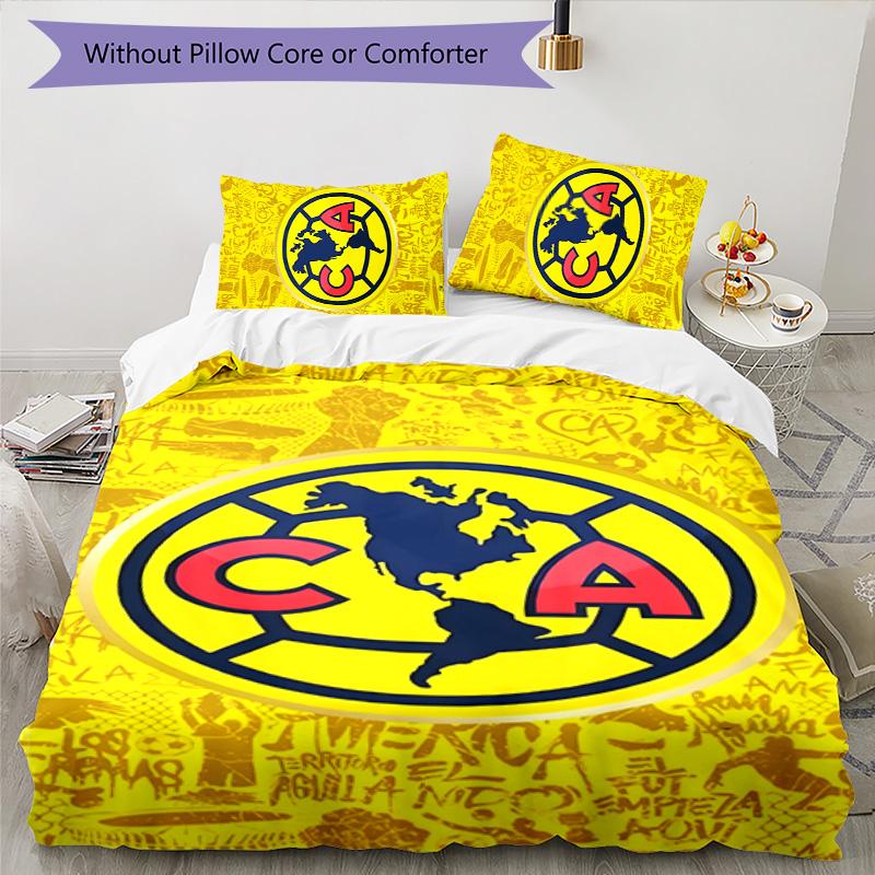 Club América 3pcs Bedding Set Duvet Cover Closure Includes 1 Duvet Cover & 2 Pillowcases for All Seasons Bedroom Home Dorm Decor