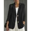 Women S Vintage Cotton Long Sleeve Blazer Single Breasted Loose Fit