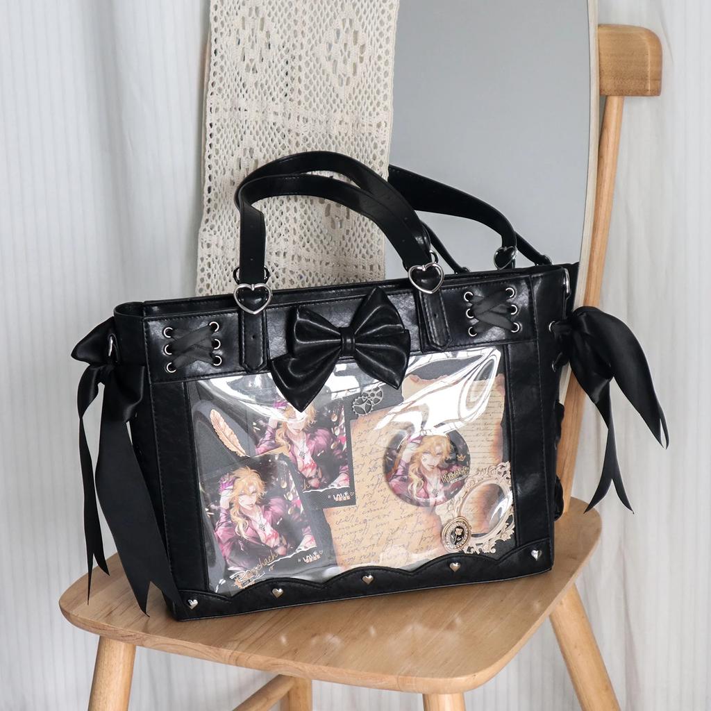 New Lolita Women Ulzzang Ita Bags Fashion Designer PU Subculture Harajuku DIY Anime Badge Tote Bag Female Y2K Shoulder Bag