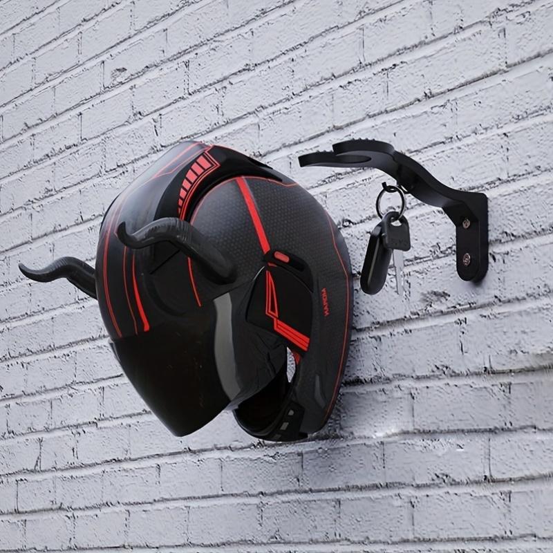Space-Saving Helmet Hook Rack Motorcycle Helmet Hook Rack, ABS Wall-Mounted Storage Holder with Key Hanging Function, Durable Helmet Organizer