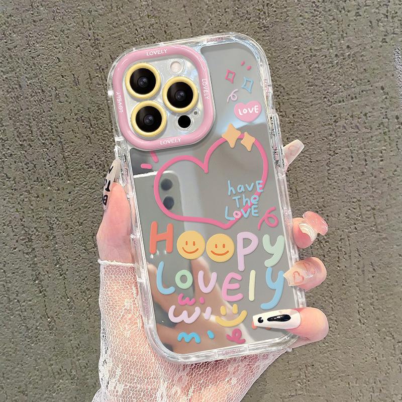 

For Apple 17 Mobile Phone Case for IPhone16 Promax English Lines 14 Hearts 13 Mirror 12/15 Advanced For Apple 13mini