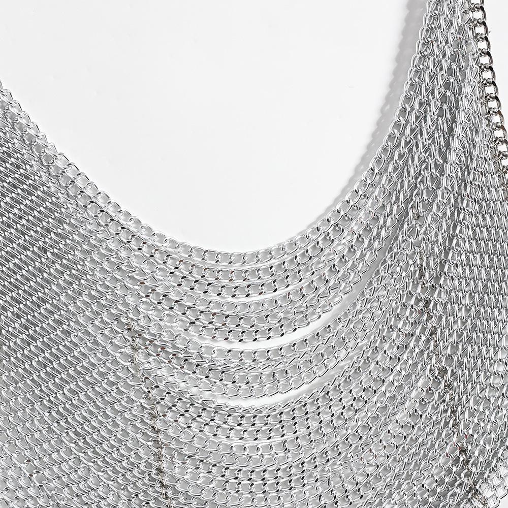 XH233927 Stylový kovový řetízkový halter top - Bez zádový noční klubový módní top