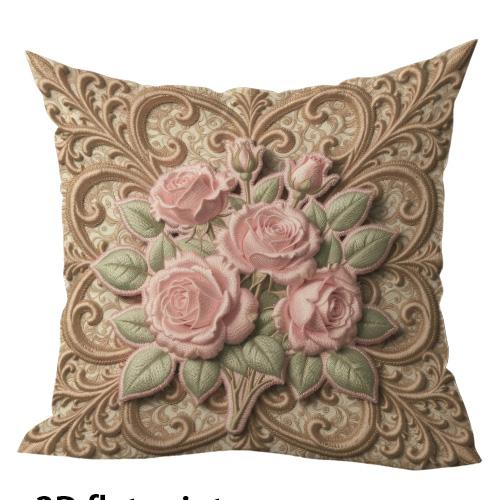 1/4pcs Floral-Patterned Decorative Cushion Covers Sofa Bed Cushion Cover Home Bedroom Decoration, 2D Flat Printing