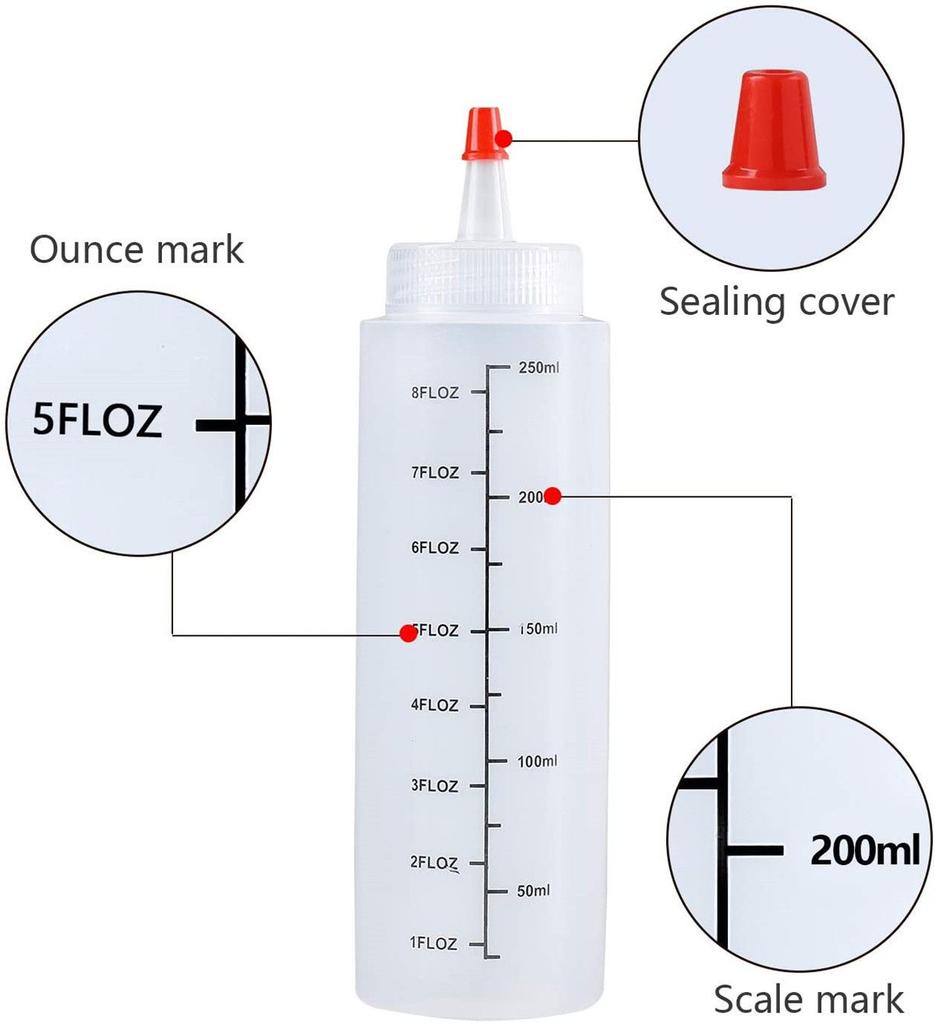 Transparent Liquid Oils Top Cap Capacity Squeeze Dispensing Bottles Plastic Squeeze Squirt Bottle