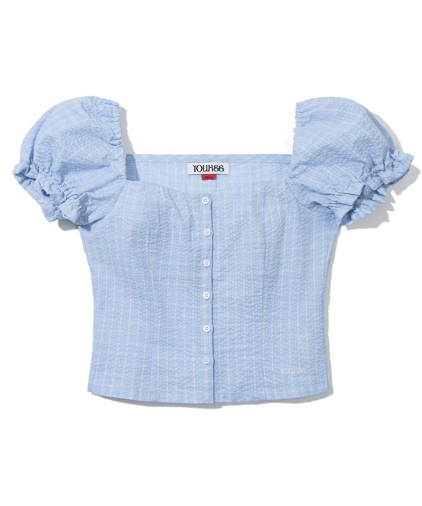 YOUHEE Puff Sleeve Blouse_Light Blue