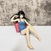 Figura de Anime Sakurajima Mai 9CM PVC Posição Sentada Roupas Caseiras Suspensórios Azuis Shorts Modelo Figura de Ação Brinquedos Coleção